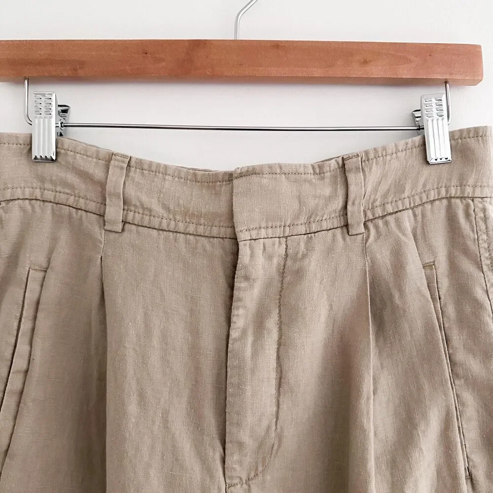 Everlane 100% Linen Wide Leg Pants Oatmeal Beige Linen Trouser Size 4